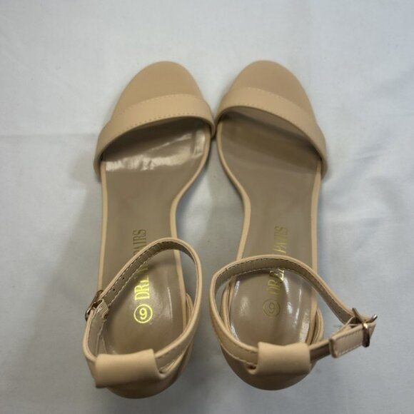 Dream Pairs Old Toe Chunk Heels Sandal Nude Ankle Strap Women's Size 6 NIB - Picture 6 of 8